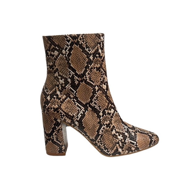 Lulus My Generation Tan Snake High Heel Mid-Calf Boots Size 9 - Picture 3 of 9